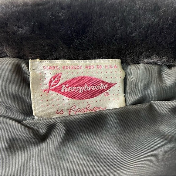 Vintage Kerrybrooke 50s Coat Womens L Gray Fur Sears Roebuck Plush Winter Warm - Picture 8 of 15